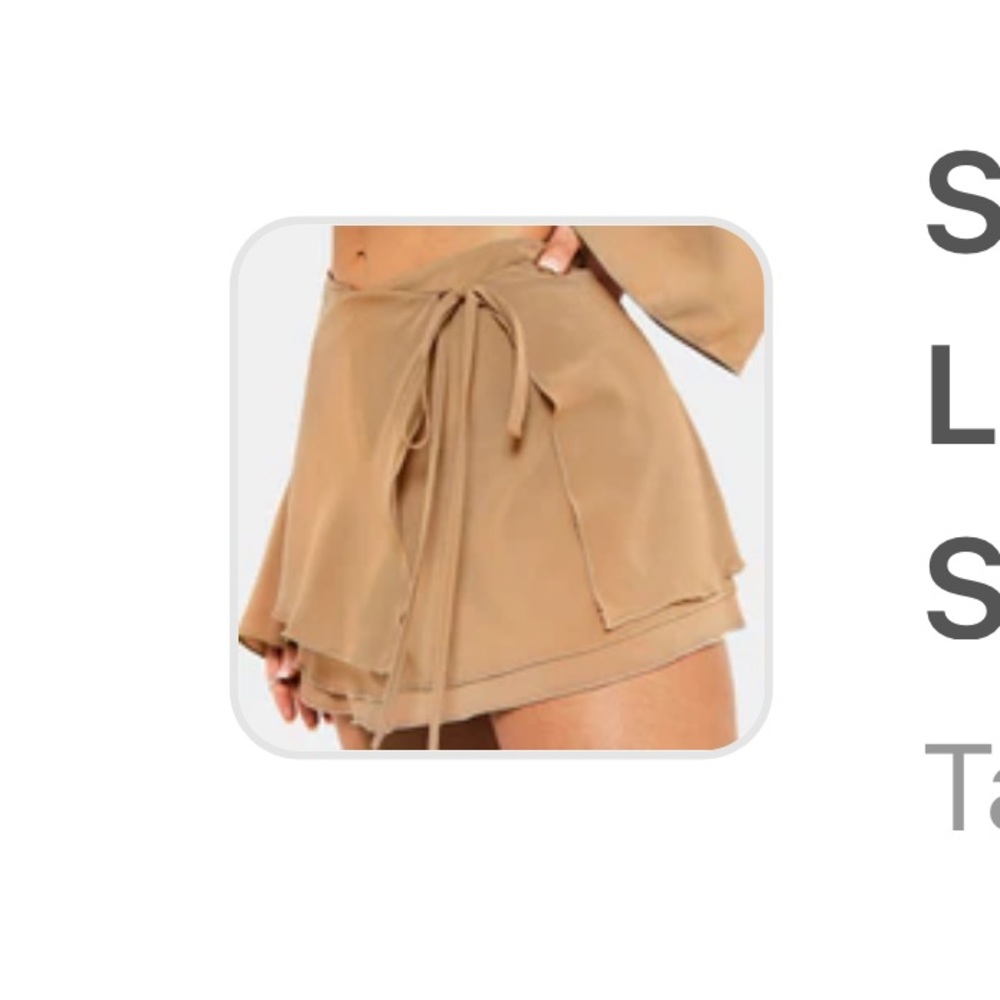 Brown/Tan Side Tie Layered Chiffon Skirt